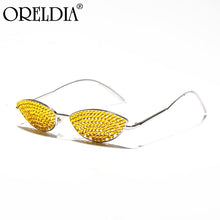 Carica l'immagine nel visualizzatore di Gallery, Top Brand Designer Cat Eye Occhiali da sole da donna Piccoli occhiali da sole sexy con strass di colore Occhiali da donna retrò Oculos De Sol