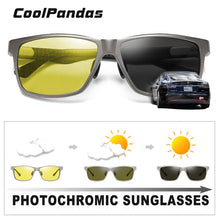 Load image into Gallery viewer, Top Carbon fiber Square Driving Pochromic Polarized Sunglasses Men Day Night Vision Goggles Sun glasses gafas de sol hombre