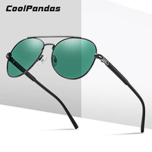 Load image into Gallery viewer, Top Men Classic Pilot Sunglasses Polarized Green Blue Women Sun glasses For Male Driving Aviation Alloy Frame Spring Legs UV400