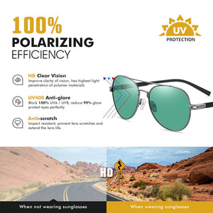 Top Men Classic Pilot Sunglasses Polarized Green Blue Women Sun glasses For Male Driving Aviation Alloy Frame Spring Legs UV400