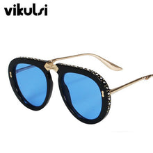 Load image into Gallery viewer, Top Quality  Folding Metal Diamond Sunglasses Women Italy Brand Designer Aviation Sun Glasses For Female Men Clear Eyewear