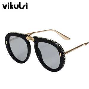 Top Quality  Folding Metal Diamond Sunglasses Women Italy Brand Designer Aviation Sun Glasses For Female Men Clear Eyewear
