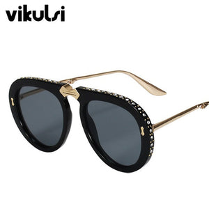 Top Quality  Folding Metal Diamond Sunglasses Women Italy Brand Designer Aviation Sun Glasses For Female Men Clear Eyewear