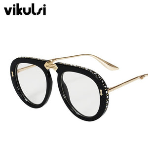 Top Quality  Folding Metal Diamond Sunglasses Women Italy Brand Designer Aviation Sun Glasses For Female Men Clear Eyewear