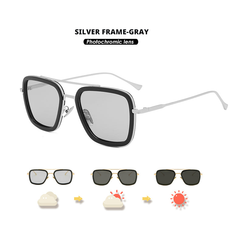 Top Steam Punk Tony Stark Iron Man Sunglasses Photochromic Polarized Men Women Chameleon Glasses Driving Glasses zonnebril heren