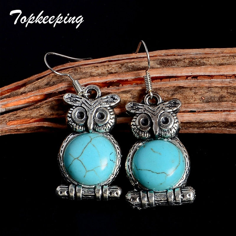 Brand Women Fashion Jewelry Sculpture Owl Girls Chic Cute Animal Pendant Earrings Vintage Ethnic Style Dangle Earring