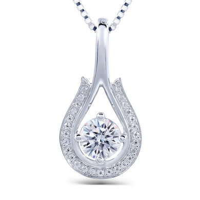 Collana con pendente solitario in oro bianco 18 carati da 0,5 carati 5 mm coltivato in laboratorio con diamante moissanite per gioielli da donna 