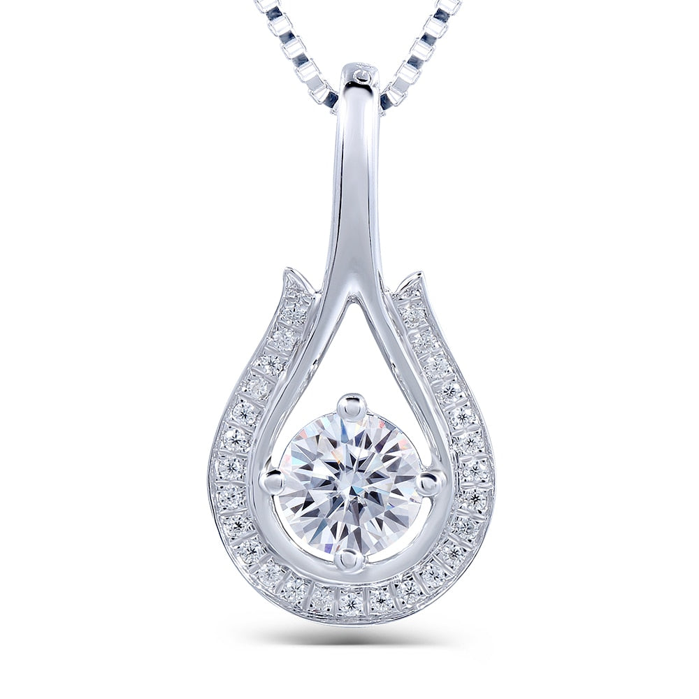 18K White Gold 0.5 Carat 5mm Lab Grown moissanite Diamond Solitaire Pendant Necklace for Women jewelry Wedding