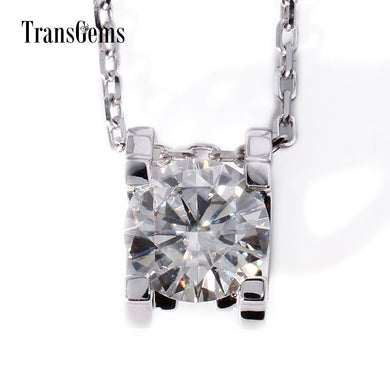 18K White Gold 1 Carat Lab Grown moissanite Diamond Solitaire Pendant Necklace Solid Necklace for Women