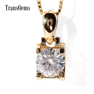 Collana a catena con ciondolo solitario con diamante Moissanite coltivato in laboratorio in oro giallo 18 carati da 1 carato 6,5 mm per donna 