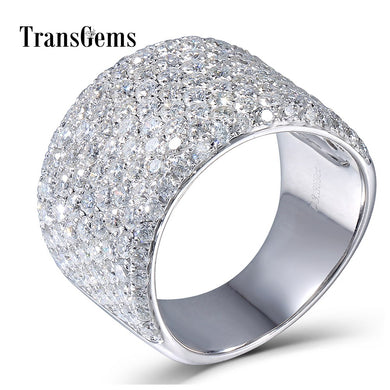 3.3CTW Carat Moissanite Luxury Band Lab Grown Moissanite Diamond 15MM Width Solid 14k 585 White Gold For Women