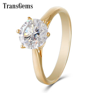 Center 2ct Moissanite Engagement Ring Gold 8MM F Color Moissanite Diamond 14K Yellow Gold Engagement Ring Women