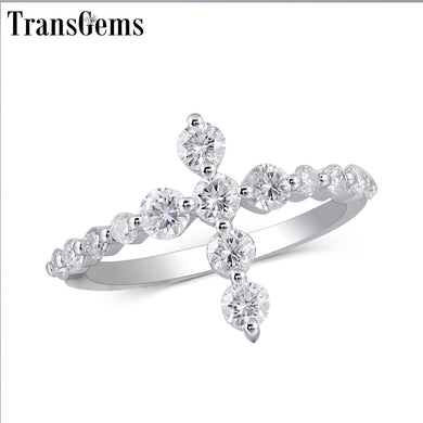 Cross Shaped 14K White Gold Promise Ring for Women Gift 3MM Moissanite F color Excellent Cut Women Ring Fine Jewelry