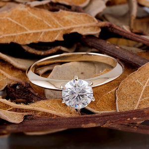 Moissanite Engagement Ring Gold Center 1ct 6.5MM F Color Moissanite Diamond 14K Yellow Gold Engagement Ring Women