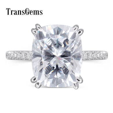 Moissanite Ring Center 4ct 8X10MM FG Color Moissanite Diamond 14K 585 White Gold Engagement Ring for Women Gift