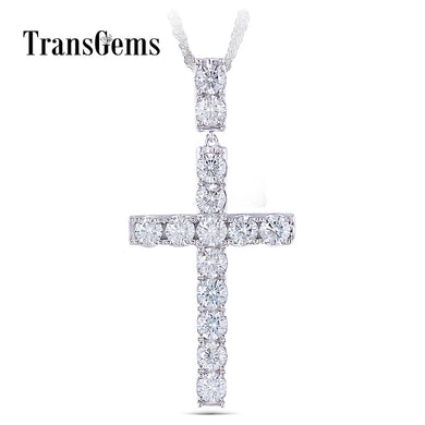 Platinum Plated Silver Cross Pendant Necklace for Men 3.5CTW 4mm Slight Gr Moissanite Diaond Sterling Silver