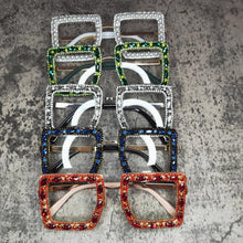 Carica l&#39;immagine nel visualizzatore di Gallery, Occhiali quadrati trasparenti anti-luce blu da donna 2023 Montature per occhiali da vista oversize Occhiali da vista con diamanti 