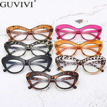 Load image into Gallery viewer, Transparent Cat Eye Glasses Frame Unique Oversized Personality Eyeglasses Orange Decorative Glasses Big Female Eyewear