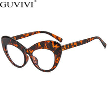 Load image into Gallery viewer, Transparent Cat Eye Glasses Frame Unique Oversized Personality Eyeglasses Orange Decorative Glasses Big Female Eyewear