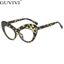 Load image into Gallery viewer, Transparent Cat Eye Glasses Frame Unique Oversized Personality Eyeglasses Orange Decorative Glasses Big Female Eyewear