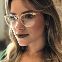 Carica l&#39;immagine nel visualizzatore di Gallery, Occhiali per computer trasparenti Occhiali da donna con montatura di marca Anti luce blu Occhiali rotondi Occhiali bloccanti Occhiali da vista 