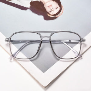 Transparent Double Beam Retro Flat Spectacles Myopia Glasses Frame Men And Women Trend Eyeglasses Frames Optical Eyewear 6536