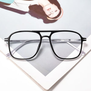 Transparent Double Beam Retro Flat Spectacles Myopia Glasses Frame Men And Women Trend Eyeglasses Frames Optical Eyewear 6536