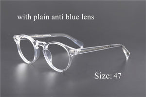 Transparent Glasses Small Round Blue Light Glasses Vintage Acetate Eyeglass Frames  Women Prescription Glasses Men Gregory Peck