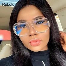 Load image into Gallery viewer, Transparent Glasses Women Oversized Pilot Black Ltaly Brand Designer Man Sunglasses Clear Female Eyewear Sun Glasses Big