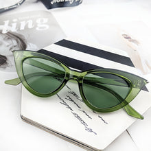 Load image into Gallery viewer, Transparent Green Cat's Eye Sunglasses For Women  Small Frame Fashion Frontier Classic  Vintage Personalized Mirror Sun Glasses