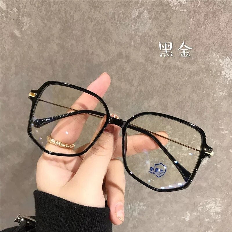 Transparent Large-frame Myopia Glasses Harajuku Style Round Face Thinn ...