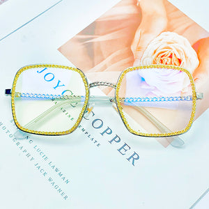 Transparent Square Prescription Glasses Frame Women Men Glasses Optical Spectacle Diamond Anti Blue Light Blocking Glasses