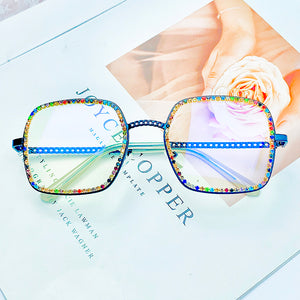 Transparent Square Prescription Glasses Frame Women Men Glasses Optical Spectacle Diamond Anti Blue Light Blocking Glasses