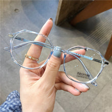 Load image into Gallery viewer, Transparent Vintage Glasses Frame Women Anti Blue Light Round Eyewear Large Frame Glasses Optical Spectacle Eyeglass