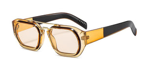 Traveling Style  Two-Tone Frame Sunglasses Men Women Trend Small Rectangle Sun Glasses UV400 Double Beam Eyewear