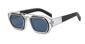 Traveling Style  Two-Tone Frame Sunglasses Men Women Trend Small Rectangle Sun Glasses UV400 Double Beam Eyewear