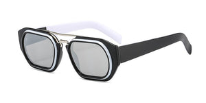 Traveling Style  Two-Tone Frame Sunglasses Men Women Trend Small Rectangle Sun Glasses UV400 Double Beam Eyewear