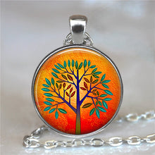 Load image into Gallery viewer, Tree Of Life Glass Cabochon Statement Necklace &amp; Pendant Jewelry Vintage Charm Chain Choker Steampunk Jewelry Gift for Women
