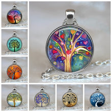 Load image into Gallery viewer, Tree Of Life Glass Cabochon Statement Necklace &amp; Pendant Jewelry Vintage Charm Chain Choker Steampunk Jewelry Gift for Women