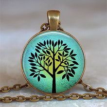 Load image into Gallery viewer, Tree Of Life Glass Cabochon Statement Necklace &amp; Pendant Jewelry Vintage Charm Chain Choker Steampunk Jewelry Gift for Women