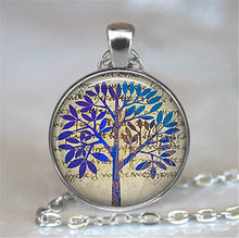 Load image into Gallery viewer, Tree Of Life Glass Cabochon Statement Necklace &amp; Pendant Jewelry Vintage Charm Chain Choker Steampunk Jewelry Gift for Women