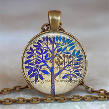 Load image into Gallery viewer, Tree Of Life Glass Cabochon Statement Necklace &amp; Pendant Jewelry Vintage Charm Chain Choker Steampunk Jewelry Gift for Women