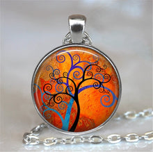 Load image into Gallery viewer, Tree Of Life Glass Cabochon Statement Necklace &amp; Pendant Jewelry Vintage Charm Chain Choker Steampunk Jewelry Gift for Women