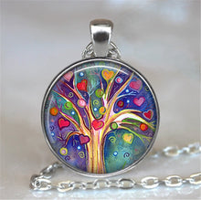 Load image into Gallery viewer, Tree Of Life Glass Cabochon Statement Necklace &amp; Pendant Jewelry Vintage Charm Chain Choker Steampunk Jewelry Gift for Women