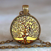 Load image into Gallery viewer, Tree Of Life Glass Cabochon Statement Necklace &amp; Pendant Jewelry Vintage Charm Chain Choker Steampunk Jewelry Gift for Women