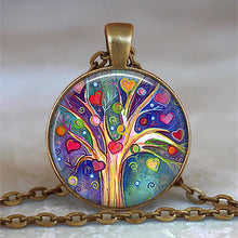 Load image into Gallery viewer, Tree Of Life Glass Cabochon Statement Necklace &amp; Pendant Jewelry Vintage Charm Chain Choker Steampunk Jewelry Gift for Women