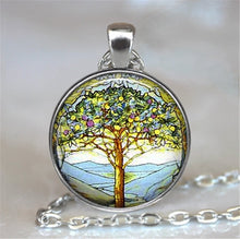 Load image into Gallery viewer, Tree Of Life Glass Cabochon Statement Necklace &amp; Pendant Jewelry Vintage Charm Chain Choker Steampunk Jewelry Gift for Women