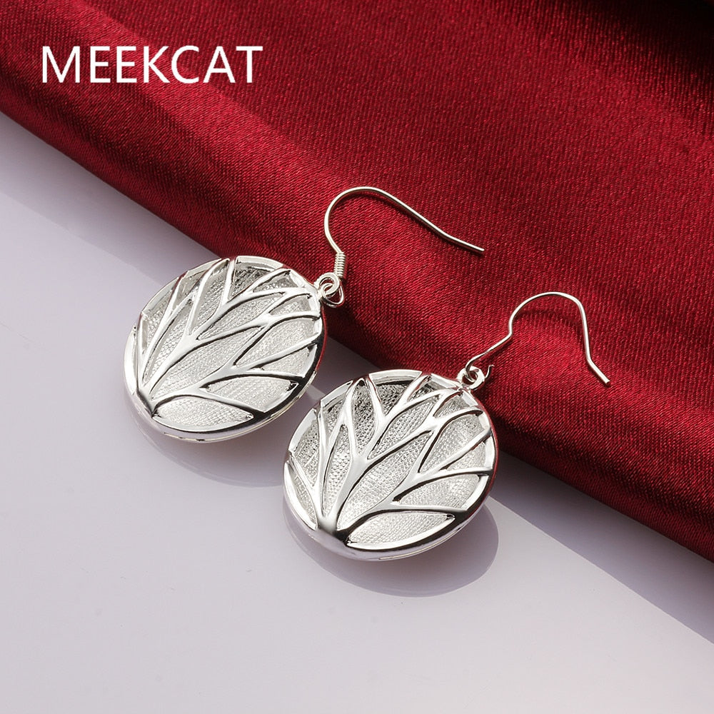 Tree of Life Crystal Flower Piercing Hanging Earring With Stone For Women silver plated Round Statement Earrings Fashion Jewelry