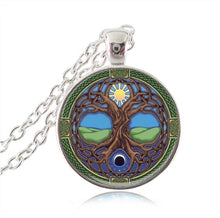 Carica l&#39;immagine nel visualizzatore di Gallery, Collana namaste di gioielli albero della vita Ciondolo buddista catena in argento om collane per donna girocollo Gioielli mandala yoga indù 