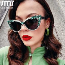 Load image into Gallery viewer, Trend Cat Eye Diamond Sunglasses Women Men Oversized Rhinestones Sun Glasses Shades Eyewear Female Eyeglasses UV400